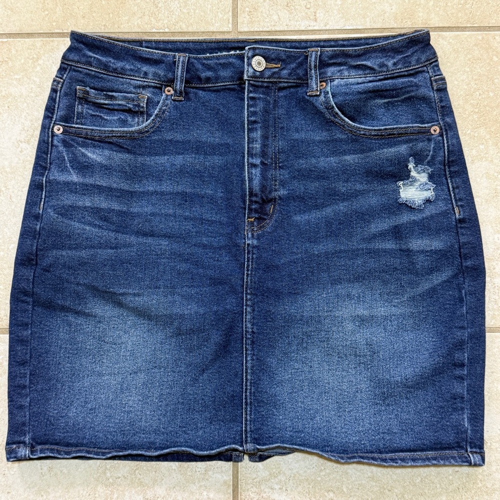 American Eagle Blue Stretch Jean Skirt 12